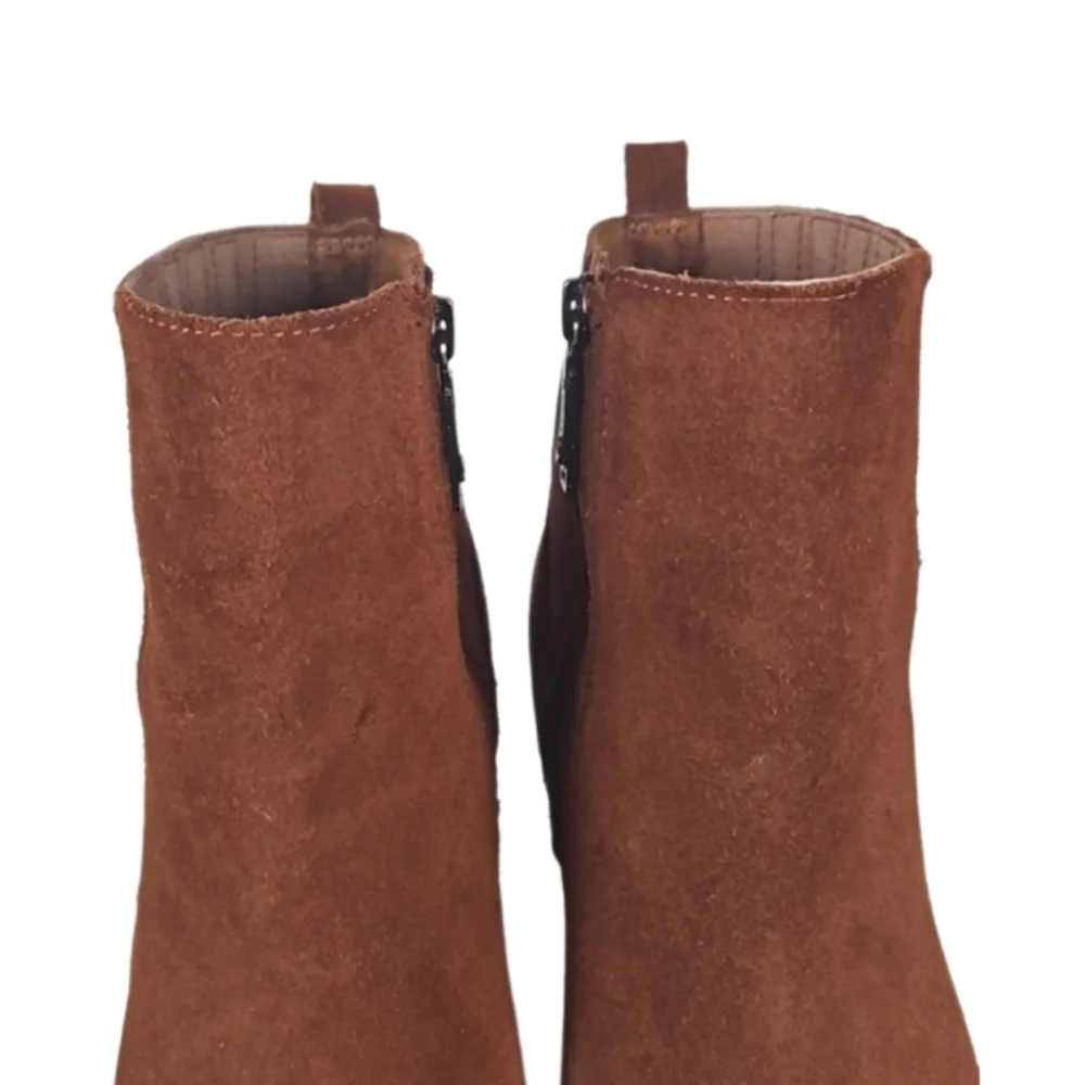 Waterproof Suede Leather Red Brown Ankle Booties Boots